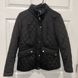 Chico's Women's Size 1 Charcoal Quilted Jacket‎ Full Zip & Snap Front